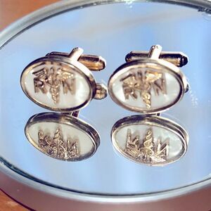 Vintage Quality RN (Registered Nurse) white‎ & gold tone cuff links